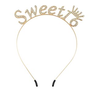 Nouvel arrivage Diadème de fête pour 16e anniversaire Couronne Accessoires pour cheveux Bandeau avec lettres et chiffres Bandeau de cheveux en strass Sweet <span class=keywords><strong>16</strong></span> - Product Image 1