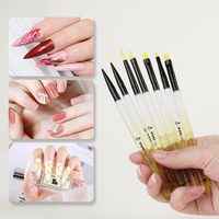 Nouvel ensemble professionnel de 7 pinceaux de précision anti-chute pour nail art, avec manche en acrylique jaune dégradé, pour la peinture florale 3D et le traçage
