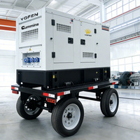 Groupe électrogène diesel Cummins portable de 300 kW, triphasé, avec démarrage automatique, faible bruit, centrales électriques mobiles sur remorque à quatre roues, 150 kW