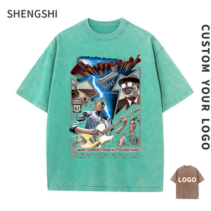 Camiseta del equipo SSC, lavado de pigmentos, cuello redondo de gran tamaño, 320g, equipo de tendencias personalizado sin encogimiento con impresión personalizada, camiseta a granel para adultos - Product Image 1