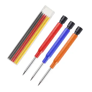 Lápis de construção octogonal, lápis de plástico para carpinteiro ou para construir com impressão de logotipo personalizado, embalagem em massa