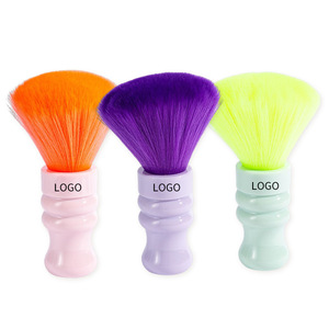 Juego de brochas de maquillaje en forma de abanico, brocha de cerdas suaves para el cuello, para masaje facial, diseño colorido con logotipo, mango personalizable - Product Image 1