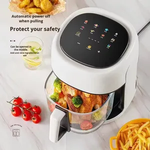 Hiện đại 4.5L công suất lớn lò mô hình mới hộ gia đình đa chức năng thông minh Nồi chiên không khí nhựa Nồi chiên điện thủy tinh có thể nhìn thấy màu sắc - Product Image 5