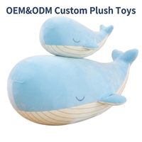 Peluche personnalisée CE EN71 CPC en forme de Cétacé, coussin en tissu lavé, jouet en peluche poisson de l'océan