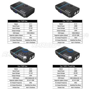 Inversor de Corriente para Auto de 200W, Convertidor de Voltaje DC 12V/24V a AC220V, Cargador Rápido USB QC3.0, Inversor de Voltaje para Auto con 5 Puertos USB - Product Image 6
