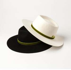Sombreros Fedora Blancos de Fieltro de Lana Australiana de Ala Ancha H628D, Sombrero Fedora de Fieltro de Lana para Adultos, Sombreros Fedora de Lana para Caballero - Product Image 2