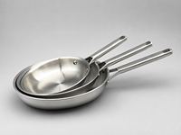 Ensemble de poêles professionnelles entièrement en acier inoxydable avec couvercles en verre, fabricant d'ustensiles de cuisine haut de gamme à triple épaisseur