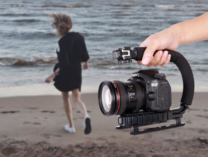 Estabilizador de mango en forma de U con tres soportes de zapata caliente Universal Smartphone Camera Flash Bracket Photo Studio Accesorios - Product Image 6