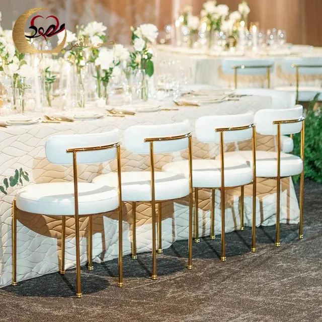 Chaise de recepção de mariage almofada tampa removível aço inoxidável cadeiras casamento hall
