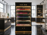 Vitrine de présentation de vernis à ongles en verre éclairée par LED de luxe, comptoir de rangement pour salon de beauté