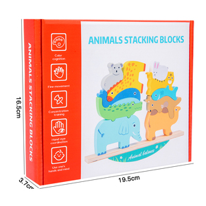 Montessori dạy học hỗ trợ phim hoạt hình động vật cân bằng xếp chồng lên nhau khối xây dựng giáo dục mầm non Khai Sáng trẻ em Đồ chơi bằng gỗ - Product Image 6
