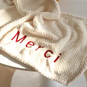 New Fashion Letter Embroidery Rectangle Oem Washcloths Hand Cloth Face Towels For Bathroom