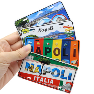 Fabrication sur mesure de plaques d'immatriculation de voiture en aluminium Art Déco, souvenirs touristiques de Naples, <span class=keywords><strong>aimant</strong></span> de réfrigérateur magnétique puissant - Product Image 1