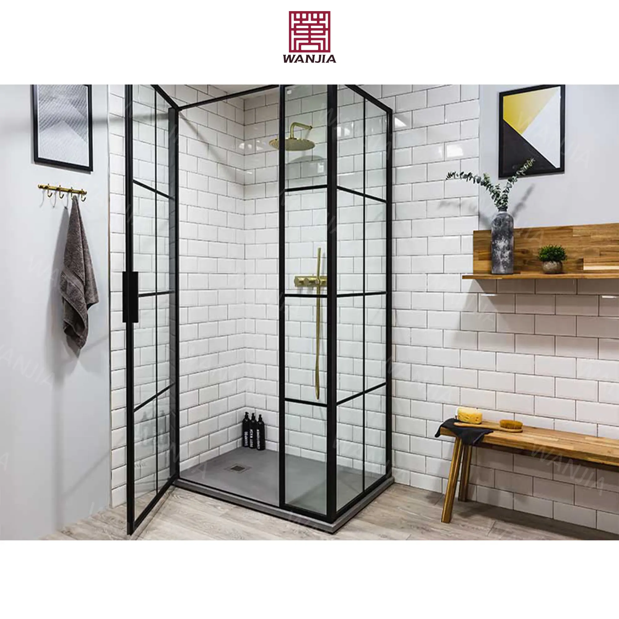 Custom Hotel Apartment Indoor Bathroom Glass Wet Room Screens Shower Door Quadrant Shower Enclosures