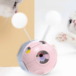 5-in-1 <b>Cat</b> Wobble <b>Toy</b> with Spring Ball - <b>Interactive</b> Self-Righting Teaser with Sound, Insect & Treat Dispenser for Boredom Relie - Product Image 1