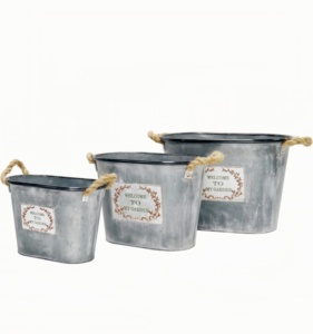 Antique Look <strong>Zinc</strong> Metal <strong>Planters</strong> Practical, Concise, and Aesthetically Pleasing - Product Image 1