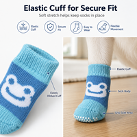Chaussettes personnalisées en coton tricoté pour chien avec motif animal, bord côtelé doux et patins antidérapants pour l'intérieur, marque privée