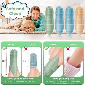 Pet Dental Care Silicone 360 Degree <b>Puppy</b> Pet Dog Tooth Brush Finger <b>Toothbrush</b> Kit with Soft Bristles for Teeth Cleaning - Product Image 4