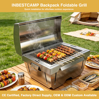 Grill de camping moderne professionnel en acier inoxydable à double usage - Portable et pliable pour une utilisation en extérieur