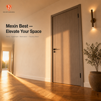 Puerta de Madera Gris Moderna Minimalista Mexin, Insonorizada, Precolgada con Marco para Dormitorio, Apartamento, Renovación del Hogar