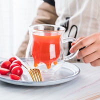 Tasse à café en verre borosilicate transparente faite à la main résistante à la chaleur tasse en verre de lait de vache à double paroi