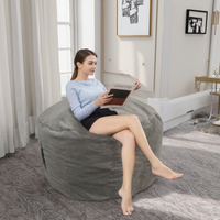 Fauteuil pouf géant moderne de 1,2 m gris anthracite ultra-doux et confortable, facile d'entretien, pour salon et chambre