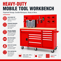 Armoire à outils mobile robuste en acier avec panneau perforé et plateau en bois pour garage et atelier de réparation automobile - Offre Spéciale