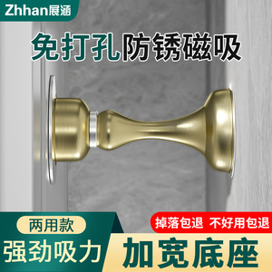 Zhan Han Retenue de porte magnétique sans perçage en acier inoxydable, butée de porte automatique à fixation murale ou au sol pour salle de bain et entrée - Product Image 5
