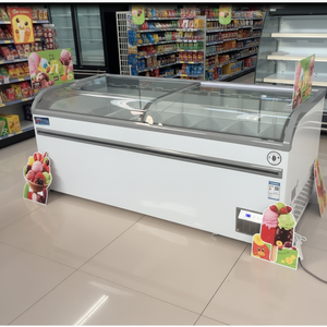 Congélateur îlot europé<span class=keywords><strong>en</strong></span> pour supermarché, à couvercle coulissant ouvert <span class=keywords><strong>en</strong></span> hauteur, pour affichage combiné d'aliments surgelés <span class=keywords><strong>en</strong></span> sac et de viande - Product Image 2