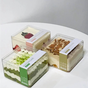Mousse Cakes Mini Pasteles Caja <span class=keywords><strong>de</strong></span> acrílico Comida Segura Mille-Feuille Helado Chocolate Jalea Almacenamiento <span class=keywords><strong>de</strong></span> azúcar - Product Image 2