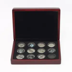 木制奖章收藏硬币礼品盒，带仿古设计木质包装盒