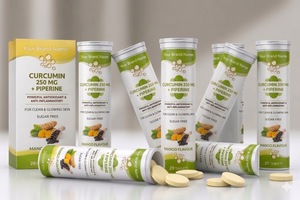 Comprimés effervescents de curcumine OEM 250 mg - Piperine - Soutien anti-inflammatoire et antioxydant au goût de curcuma - 20 comprimés - Product Image 5