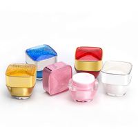 Pot cosmétique vide de luxe en acrylique bleu plat 20G pour crème et lotion visage, personnalisable avec couvercle, vente en gros