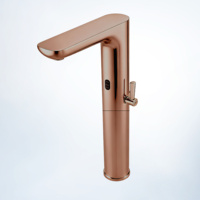 Robinet de lavabo moderne en cuivre de haute qualité à capteur automatique monotrou, à poser sur le comptoir en céramique, sans connexion électrique externe