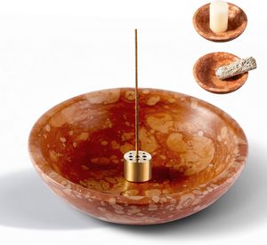 Porta Incenso in Marmo Rosso Buccia d'Arancia NANWEI, Artigianale per un Caldo Aroma Diffuso - Product Image 1