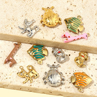 Breloques animales en émail en acier inoxydable, mignonnes, chien, chat, girafe, poisson, pendentifs, accessoires de bijoux DIY, breloques or et argent, vente en gros