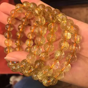 Rare <strong>Gemstone</strong> Healing <strong>Bracelet</strong> Natural Stone Bead 8mm Gold Rutiled Quartz <strong>Bracelet</strong> - Product Image 1
