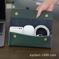 Sac de toilette portable multifonctionnel en cuir pour élite professionnelle, petit organiseur carré avec fermeture magnétique pour câbles et écouteurs