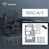 Boîtier d'ordinateur monté sur rack Socooler SOC-A-Y en alliage d'aluminium aérospatial, panneau latéral avec fenêtre, refroidissement ultime, personnalisable, argent, USB