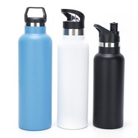 Bouteille d'eau en acier inoxydable 304 de 24 oz personnalisée en gros, avec double paroi isolée en métal, poignée et couvercle anti-fuite