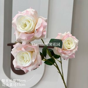ดอกกุหลาบประดิษฐ์หลุยส์ที่14 แบบกลีบสองชั้น สามหัว สำหรับตกแต่งทางเดินงานแต่งงาน ตกแต่งบ้าน - Product Image 3