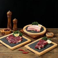 Ensemble de plateaux de service en ardoise de bambou écologique Tailai, résistant à la chaleur, durable, pour steak/sushi, plateau de service de cuisine