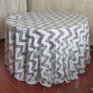 Bán buôn tùy chỉnh Chevron bảng Bìa Sparkle ánh sáng lung linh tỏa sáng 6 mét sequin bảng vải khăn trải bàn tròn cho tiệc cưới - Product Image 4