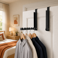 Porte-manteau pliable en métal à suspendre derrière la porte, gain de place, organisateur de vêtements pour chambre et salle de bain