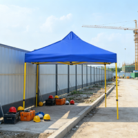 Gazebo pliable jaune en fer 3x3m (10x10ft) coupe-vent avec drainage de la pluie pour barbecue extérieur, restauration rapide et kiosque alimentaire