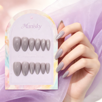 Faux Ongles Réutilisables de Luxe Faits Main en ABS, Style Français Tendance, Forme Amande, Couverture Complète, 12 Pièces