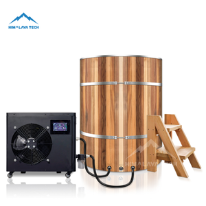 אמבט קרח יוקרתי מעץ ארז אדום ופלדת אל-חלד עם צ'ילר WiFi 1 כוחות סוס - חבית טבילה קרה מפוארת לספא ביתי - Product Image 5