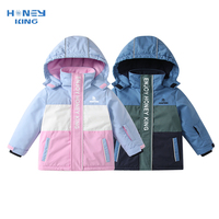 HONEYKING Model 25HKSJ301 Berkualitas Tinggi, Jaket Hoodie Unisex dengan Ritsleting, Tahan Angin, Tahan Air, Bernapas, Hangat, 100% Poliester untuk Musim Dingin dan Aktivitas Luar Ruangan