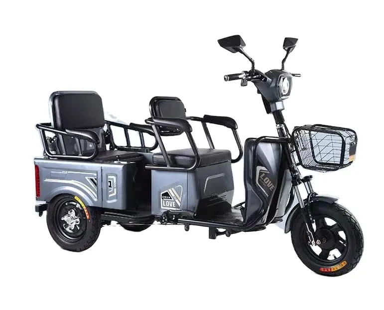 Nueva bicicleta de carga eléctrica de 3 ruedas de China, 1000W de potencia con triciclo eléctrico de pasajeros para adultos de 48V de voltaje para uso de carga