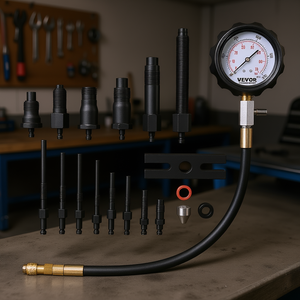 Kit de testeur de compression de moteur diesel Vevor, 18 pièces, adaptateurs de jauge 0-1000 Psi pour outils de diagnostic de véhicules diesel - Product Image 2